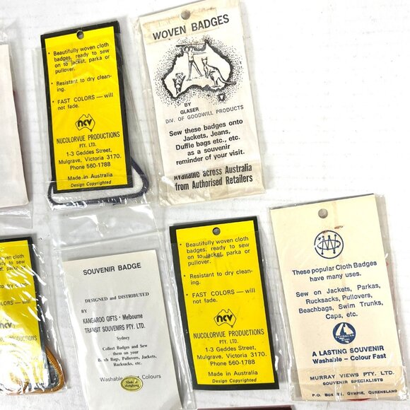 Australia 11 Vtg Woven Souvenir Badge Patch Lot NSW Victoria Adelaide Kangaroo - Picture 8 of 8